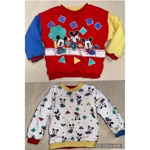 Vtg Mickey Mouse Walt Disney Co. Kids Toddler Reversible Sweatshirt Colorful